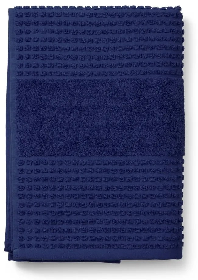 Тъмносиня хавлиена кърпа от органичен памук от тери 70x140 cm Check – JUNA