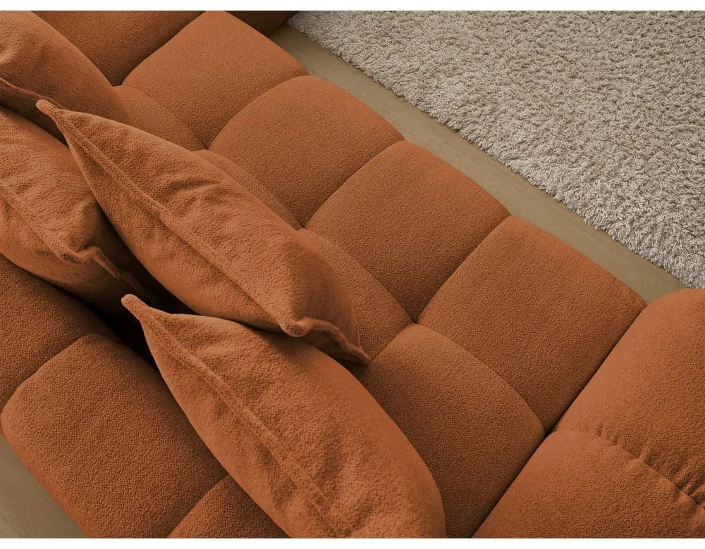 Теракотен шенилов сгъваем/с място за съхранение ъглов диван (десен ъгъл/L форма) Everest – Bobochic Paris