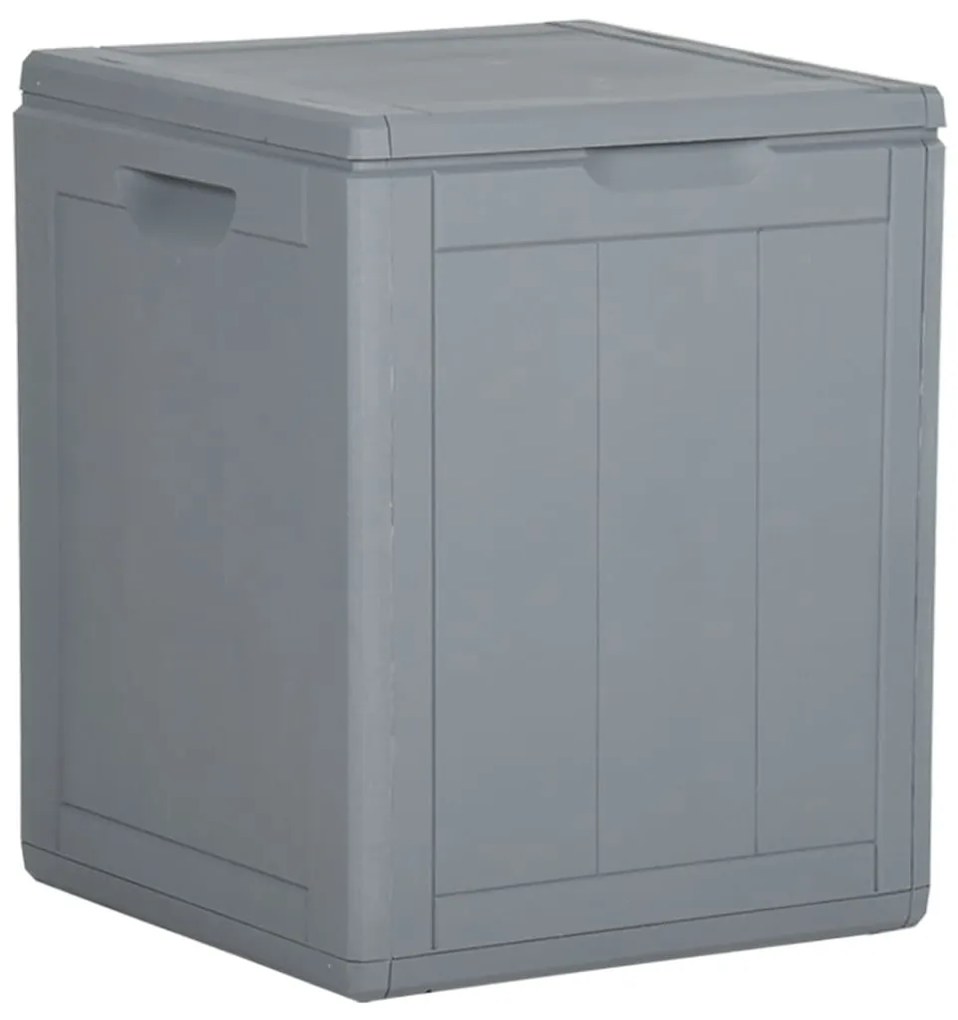 151233 vidaXL Градинска кутия за съхранение, 90 л, сива, PP Дървен вид