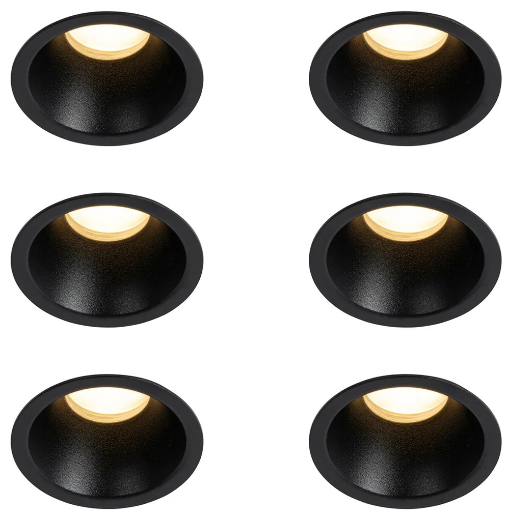 Комплект от 6 черни вградени прожектори GU10 35mm IP44 - Dept