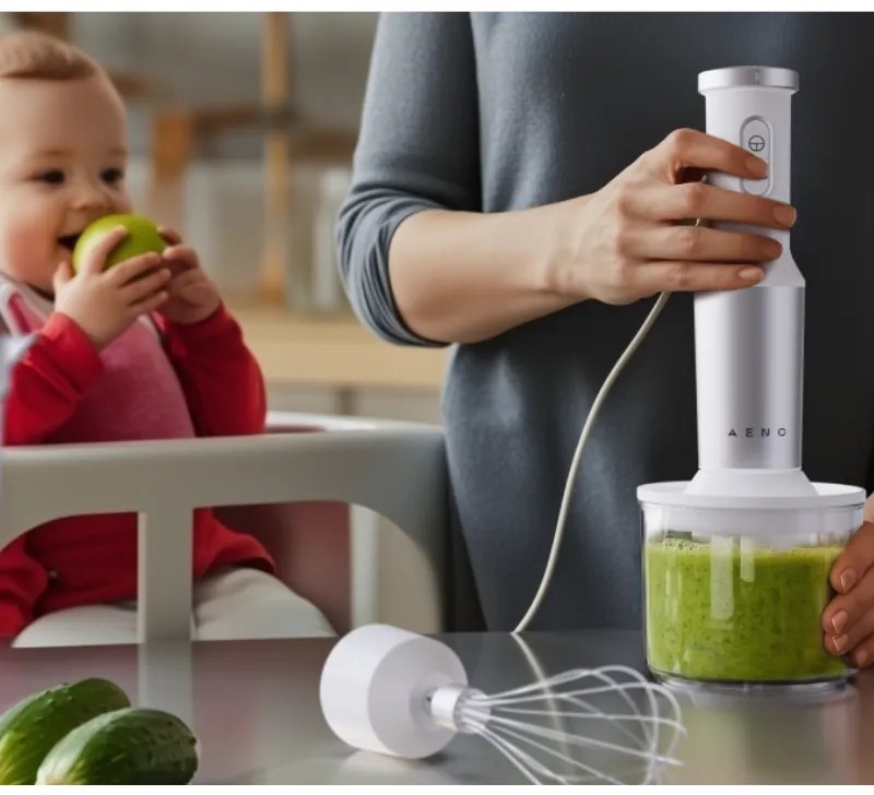 Пасатор, чопър и миксер 3в1 AENO AHB0004W, 1200W, 0.5 л, 18 степени, Турбо, DC мотор, Бял/инокс