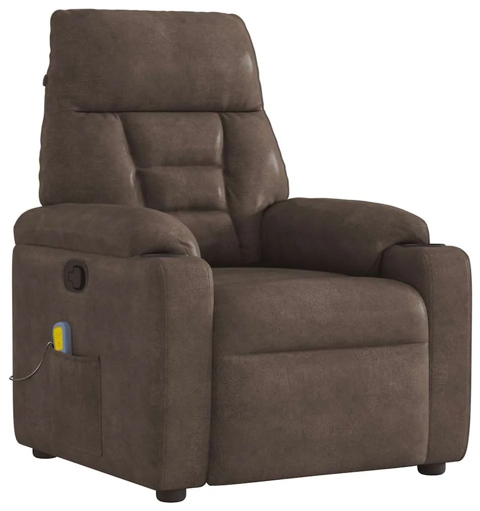 4015569 vidaXL Масажен наклоняем стол, кафяв, микрофибърен текстил