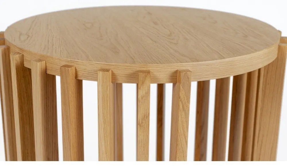 Масичка за кафе от дъб с барабан, ø 53 cm - Woodman