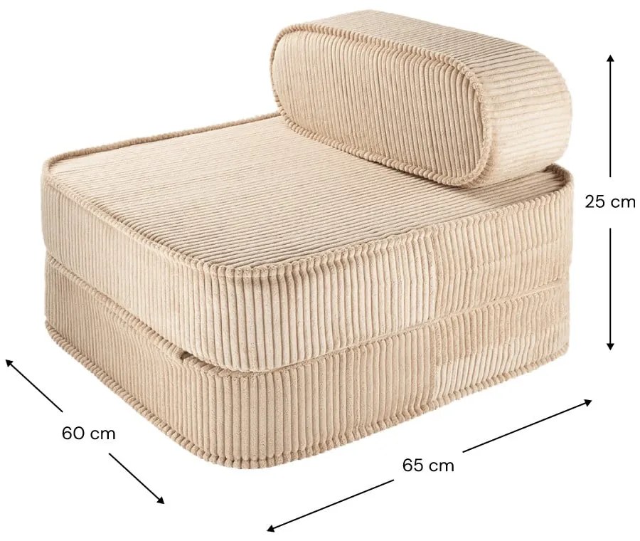 Светлокафяв детски стол от рипсено кадифе Flip – Wigiwama