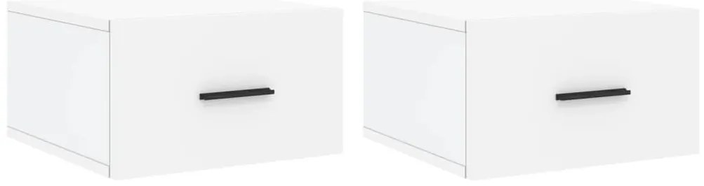 829853 vidaXL Нощни шкафчета за стенен монтаж, 2 бр, бели, 35x35x20 см