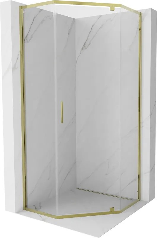 Mexen Exo-R петоъгълен душ параван 90 x 90 см, прозрачен, златист - 812-090-090-50-00
