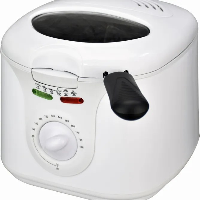 Фритюрник Elite EDFF-1290W, 1300W, 2 литра, 80-190C, Прозорец за наблюдение, Cool Touch, Бял