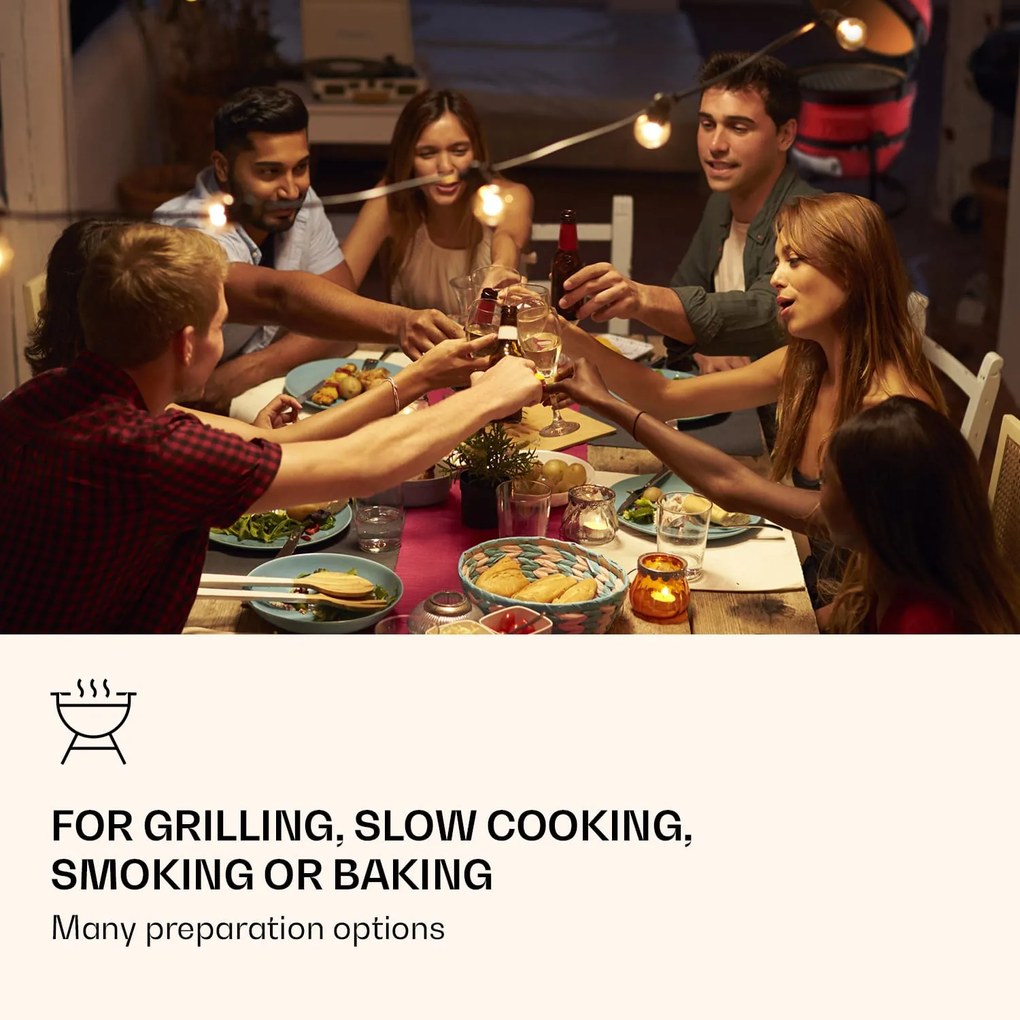 Klarstein Princesize, камадо грил, керамичен, 11", пушене, барбекю, бавно готвене, червен