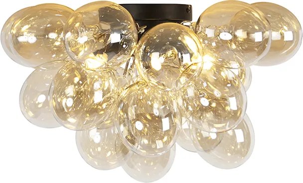 Смарт таванна лампа черна с кехлибарено стъкло 6 лампи вкл. Zigbee G9 - Uvas