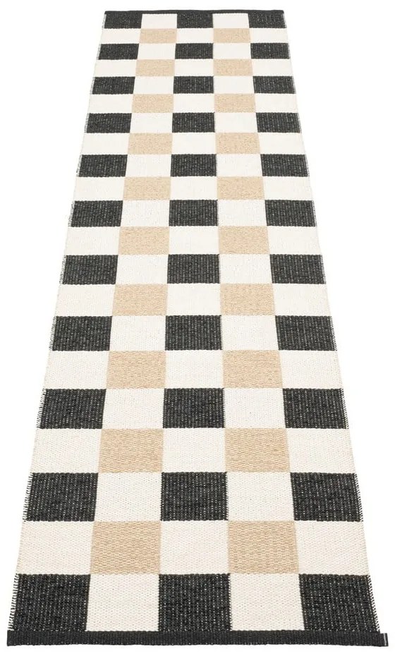 Черна и кремава пътека за открито и закрито 70x300 cm Pix Black Vanilla – Pappelina