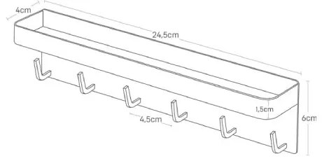 Черен стенен стелаж за ключове с рафт Smart - YAMAZAKI
