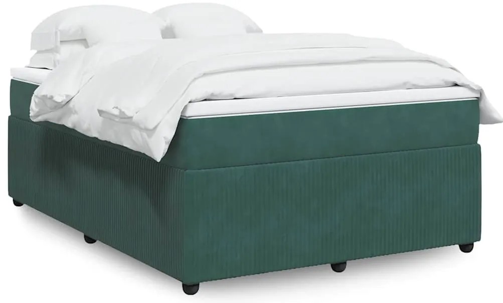 3285641 vidaXL Боксспринг легло с матрак, зелена, 140x190 см, кадифе