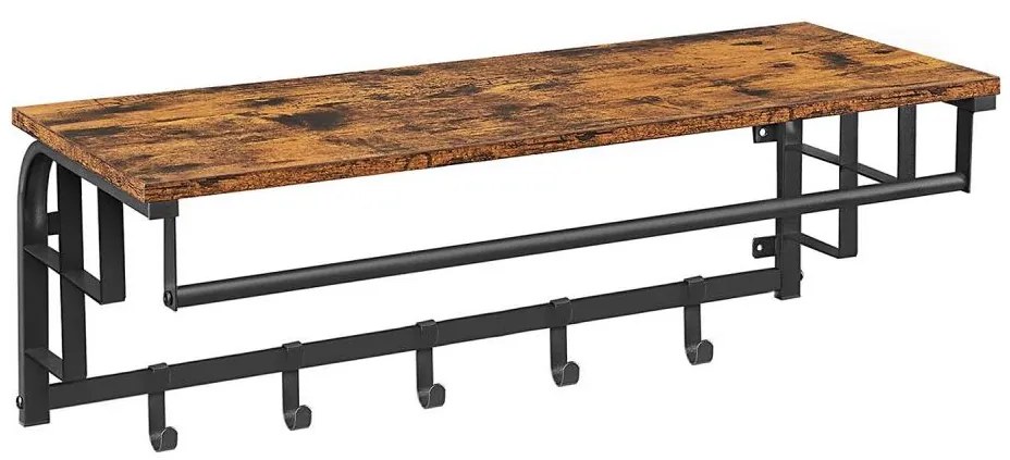 Стенна закачалка с полица NATE, кафява/черна