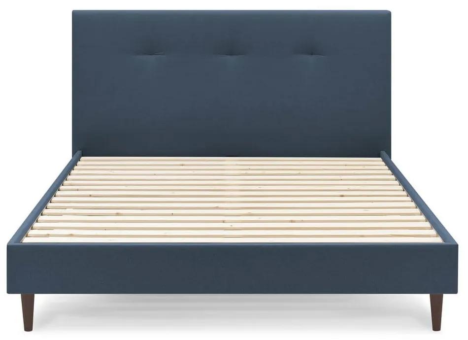 Синьо тапицирано двойно легло с решетка 160x200 cm Tory - Bobochic Paris