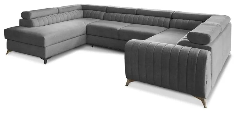 Тъмносив разтегателен ъглов диван с място за съхранение (ляв ъгъл U форма) Louis – ELTAP