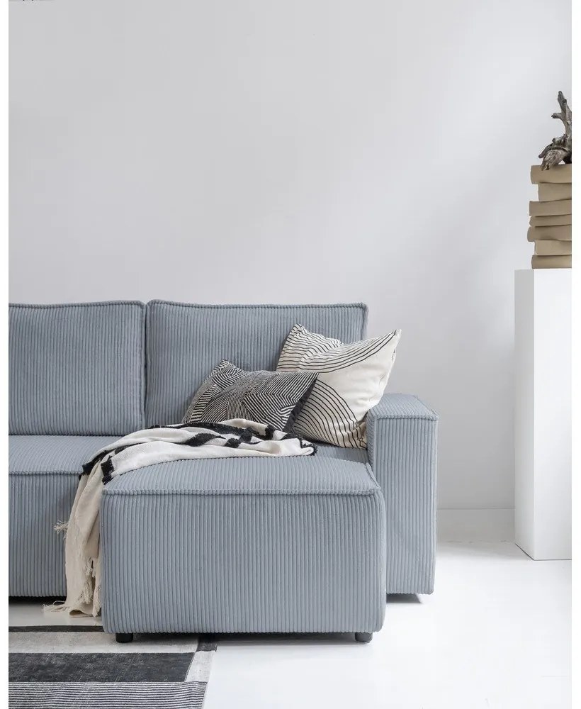 Светлосив разтегателен ъглов диван от рипсено кадифе (променлив) Brave Dave – Miuform