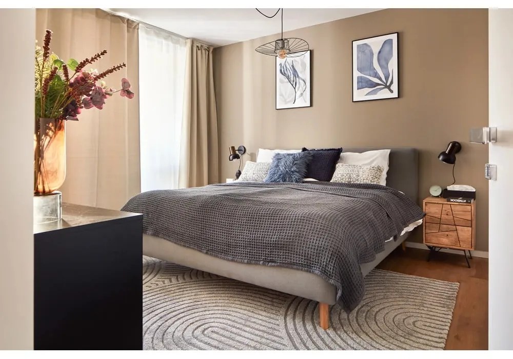 Сиво двойно легло 160x200 cm тапицирано без ламелно дъно Mattis – Meise Möbel