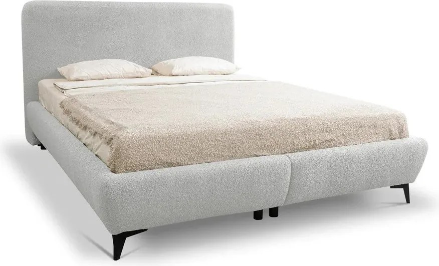 Светлосиво двойно тапицирано легло с място за съхранение и включена подматрачна рамка 160x200 cm Makapu – Makamii