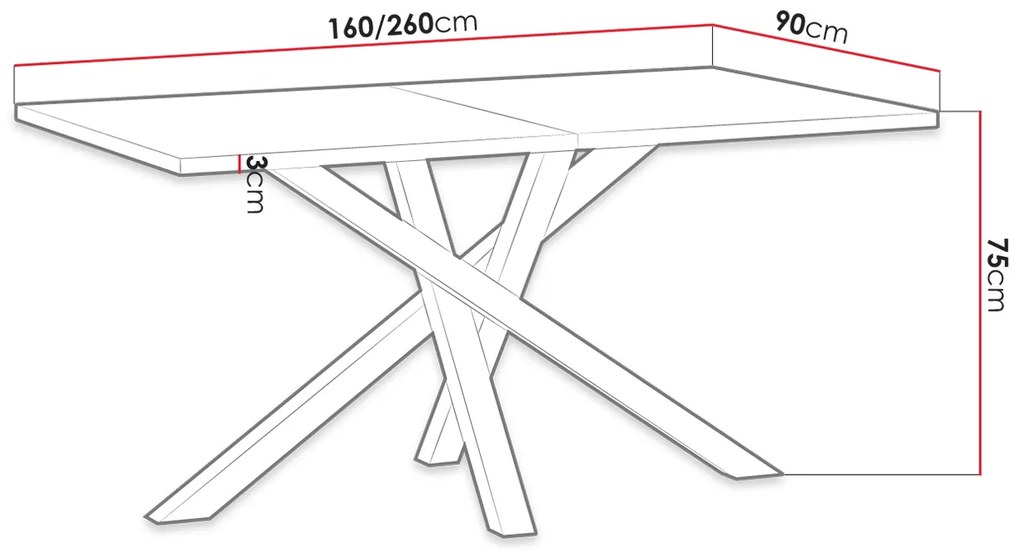 Маса Cali разширяема-Length: 120-160 cm