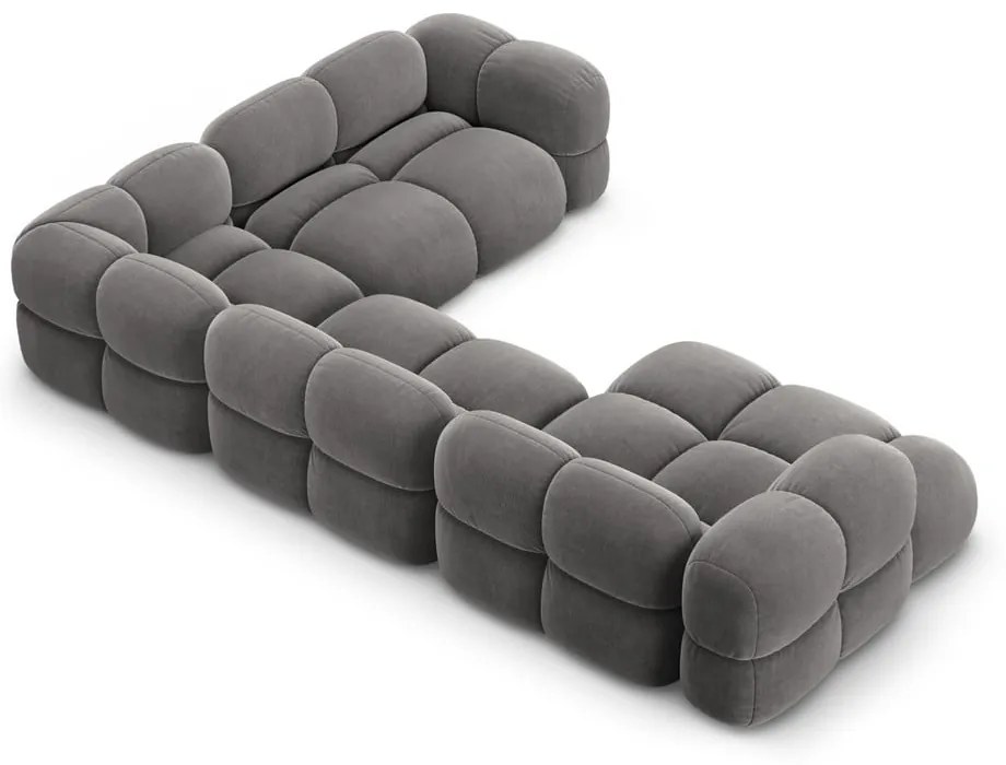 Сив кадифен ъглов диван (десен ъгъл/U форма) Loretto – Cosmopolitan Design