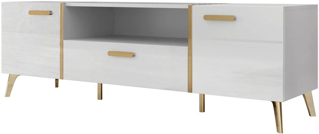 ТВ стойка Picru 2D1SZ-Бяло Gualistero