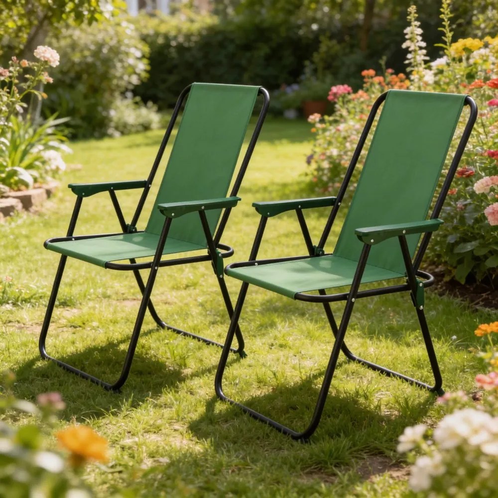 Сгъваем градински стол, къмпинг стол - зелен риболовен стол