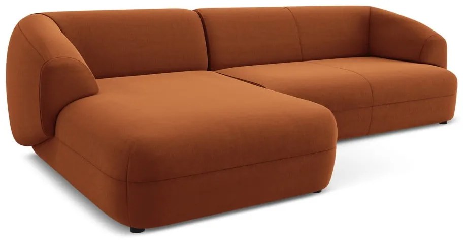 Оранжев кадифен ъглов диван (ляв ъгъл) Moana – Makamii