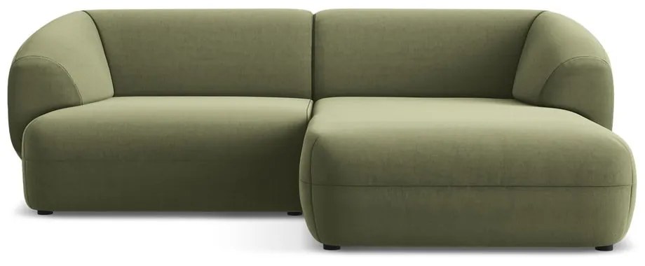 Зелен кадифен ъглов диван (десен ъгъл) Moana – Makamii