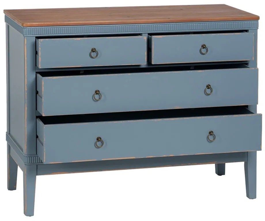 Син нисък скрин от масивна ела 115x90 cm Shabby – Ixia