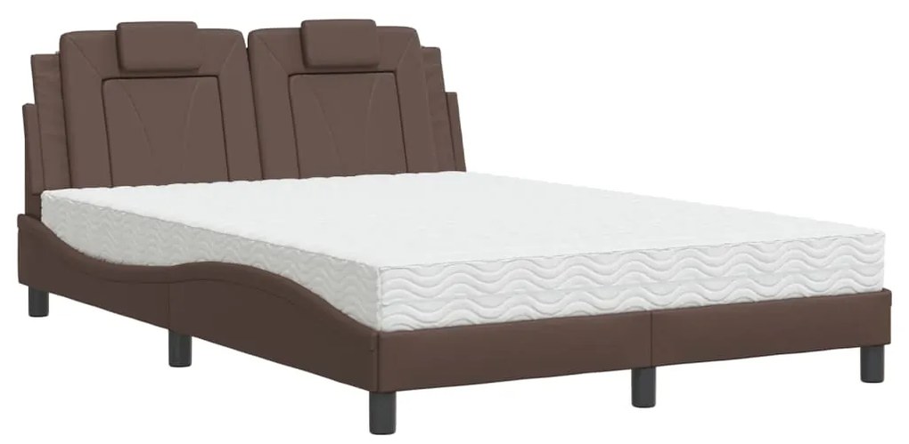 3208784 vidaXL Легло с матрак, кафяво, 120x200 см, изкуствена кожа