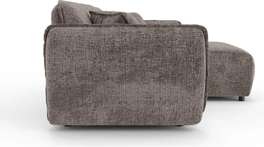 Кафяво-сив шенилов ъглов диван (десен ъгъл) Nelia – Ropez