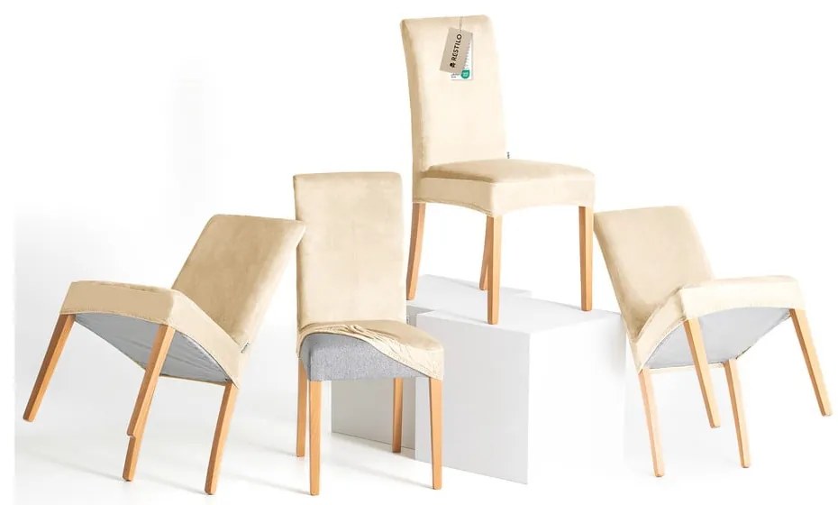 Бежови ластични покривала за стол в комплект от 4 бр. 48 cm Sento – Restilo