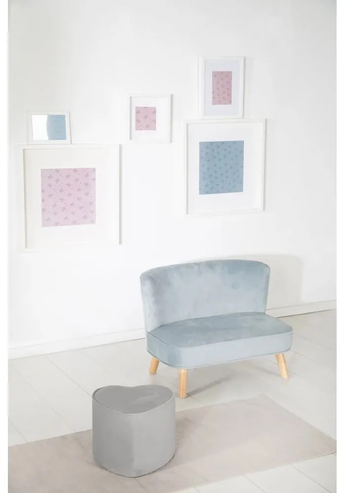 Светлосиво кадифено бебешко пуфче Lil Sofa - Roba