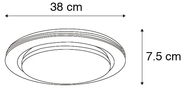Таванна лампа бяла 38 см с LED с дистанционно управление - Jochem