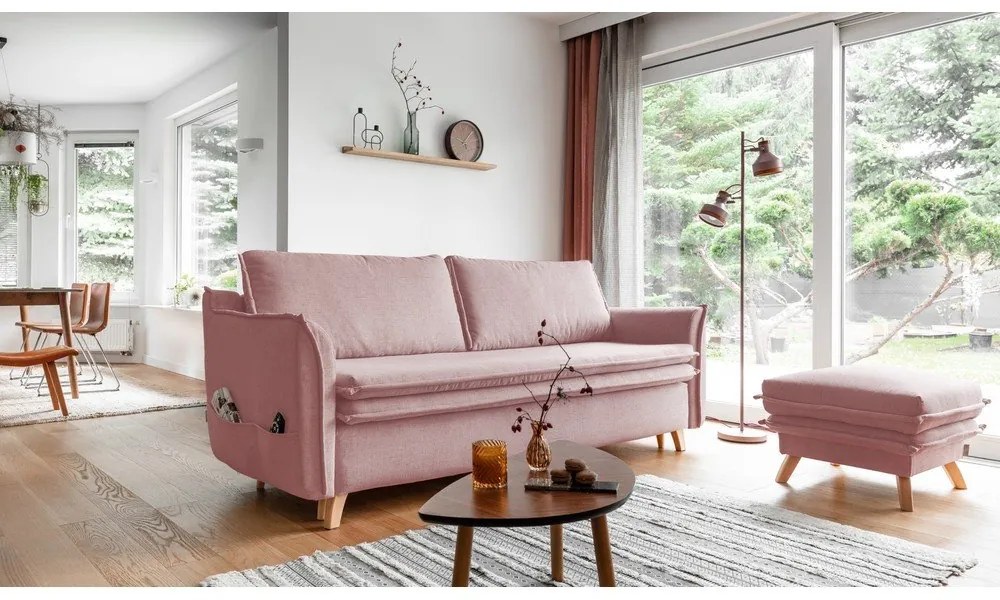 Светлорозов разтегателен диван 225 cm Charming Charlie – Miuform