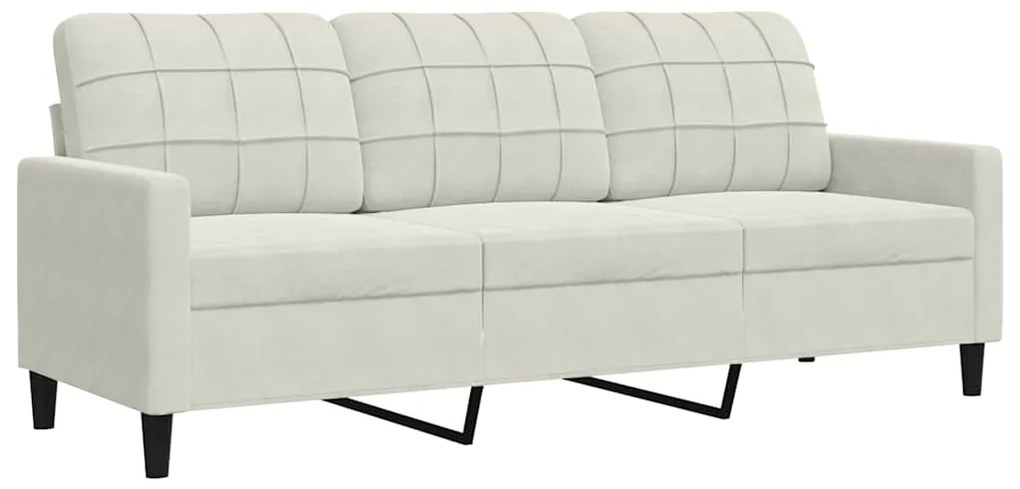 4007642 vidaXL 3-местен диван, кремав, 180 см, кадифе
