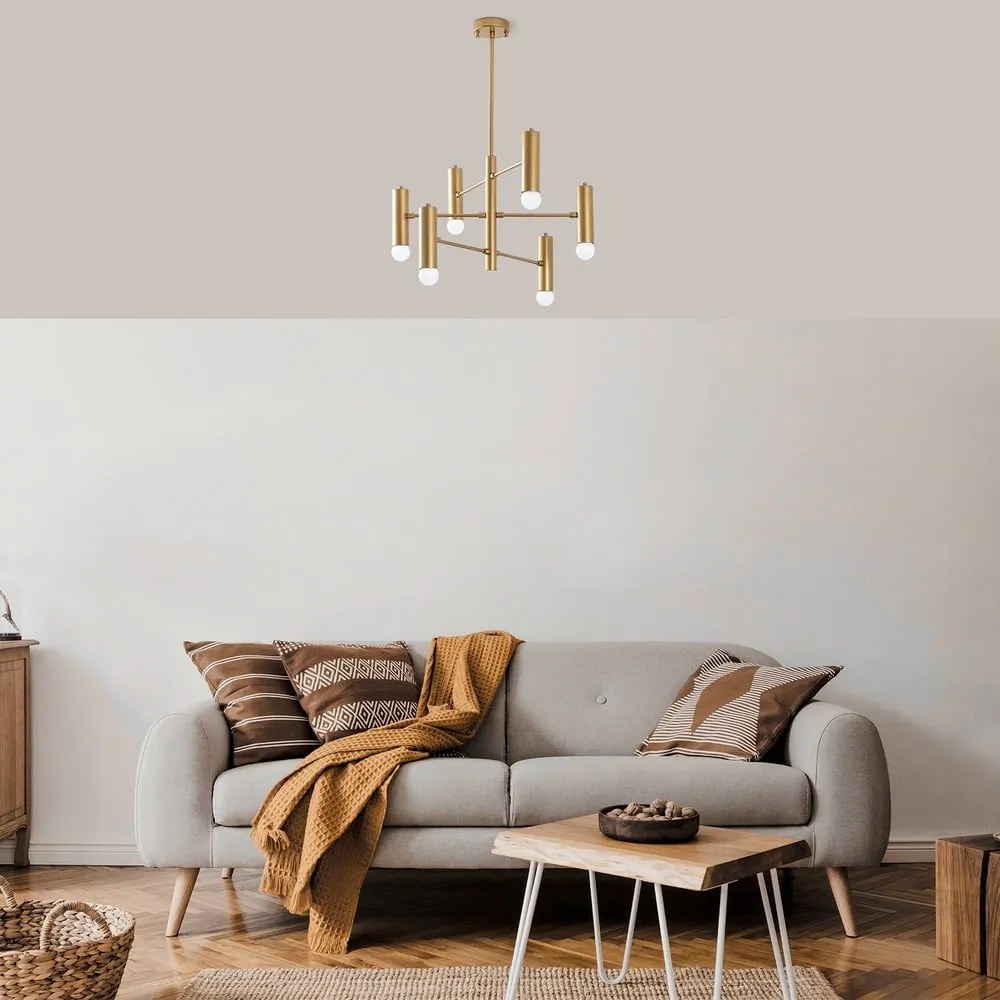 Висящо осветително тяло в златисто с метален абажур Gharib – Opviq lights