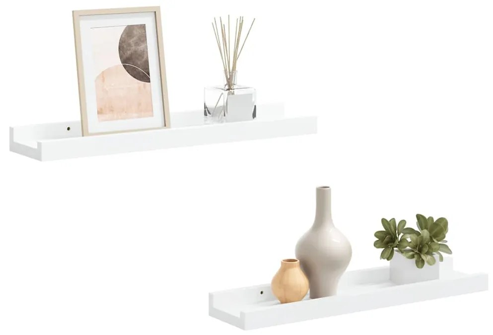 323928 vidaXL Рафтове за фоторамки, 2 бр, бели, 40x9x3 см, МДФ