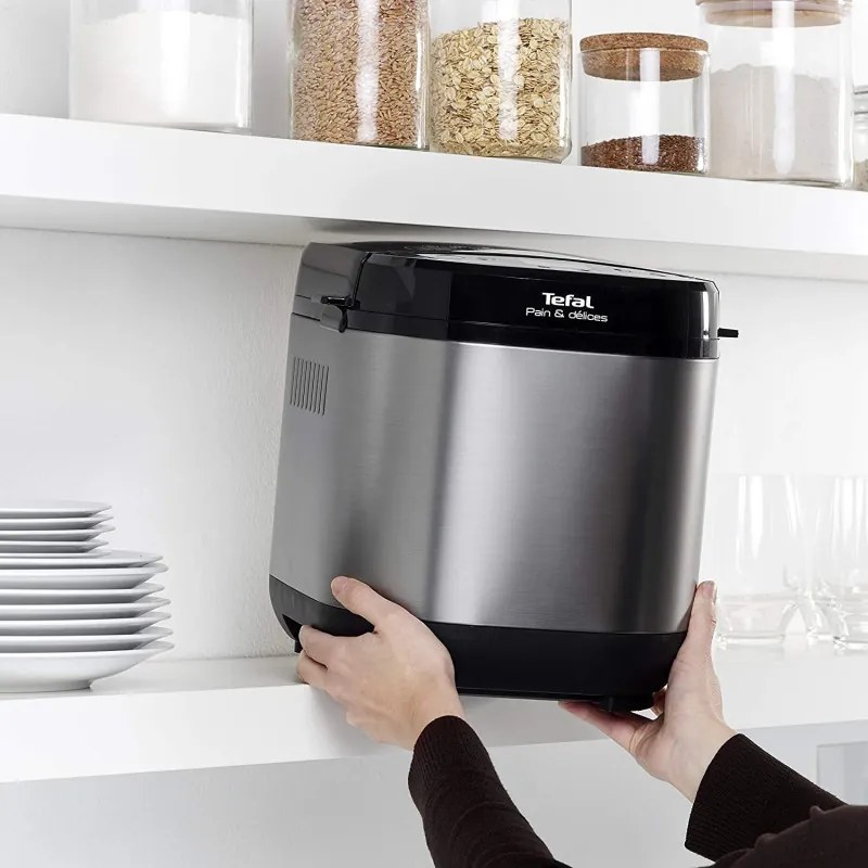 Хлебопекарна Tefal Pain & Delices PF240E38, 700 W, 1000/750/500 гр., 3 степени на изпичане, 20 програми, Черен/инокс