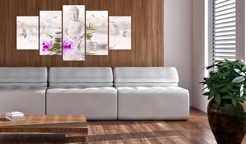 Печат върху платно - Бял Буда 100х50