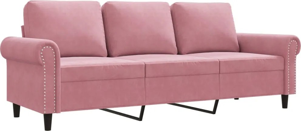 359542 vidaXL 3-местен диван, розов, 180 см, кадифе