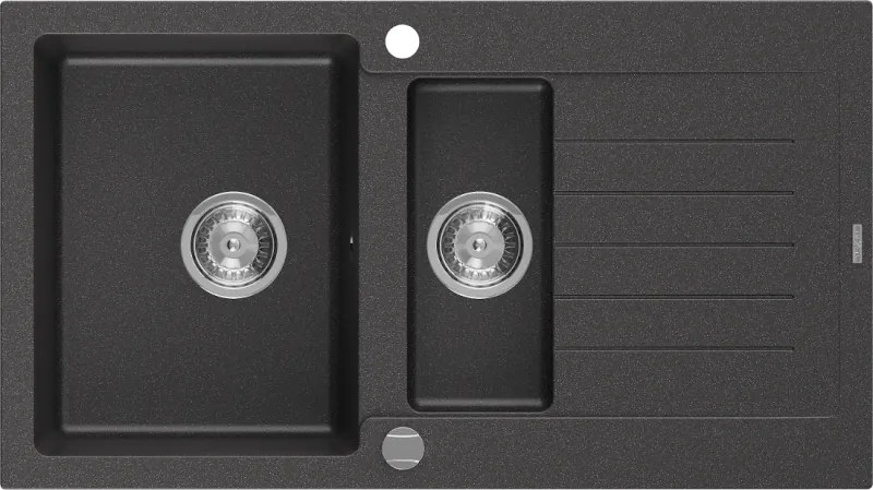 Mexen Matias гранитна мивка с 1,5 камери и сушилник 900 x 505 мм, черна на петна,