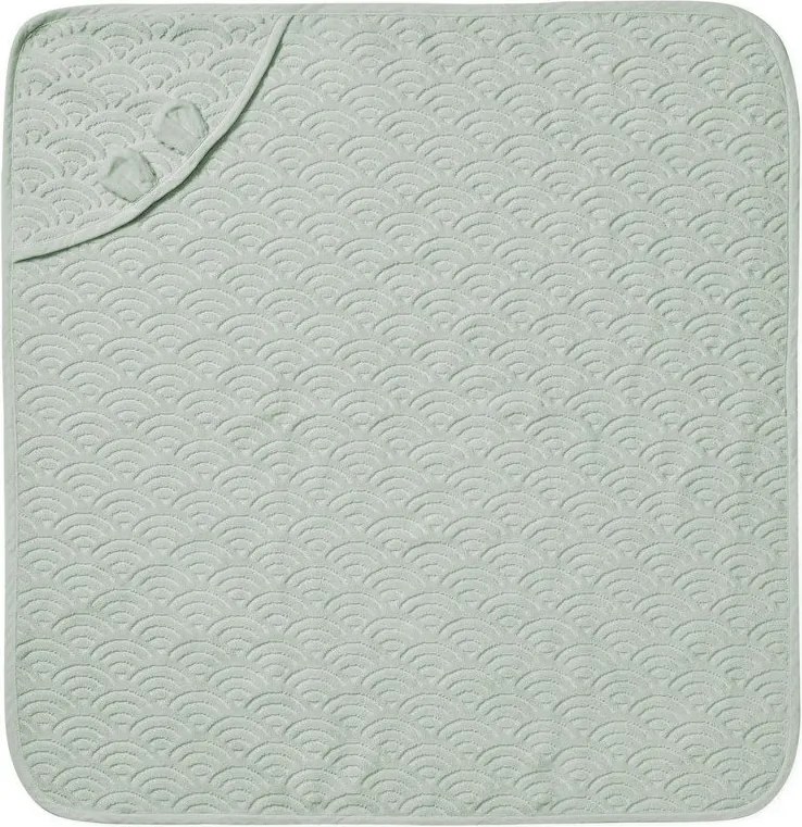 Детска хавлия с качулка от органичен памук в цвят мента 80x80 cm Dusty Green – Cam Cam Copenhagen