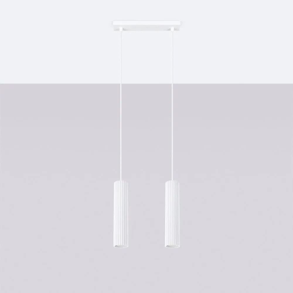 Бяло висящо осветително тяло Gleam – Sollux