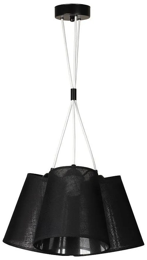 Пендел АРНО, черен, абажури Камелот Черен, 3xE27