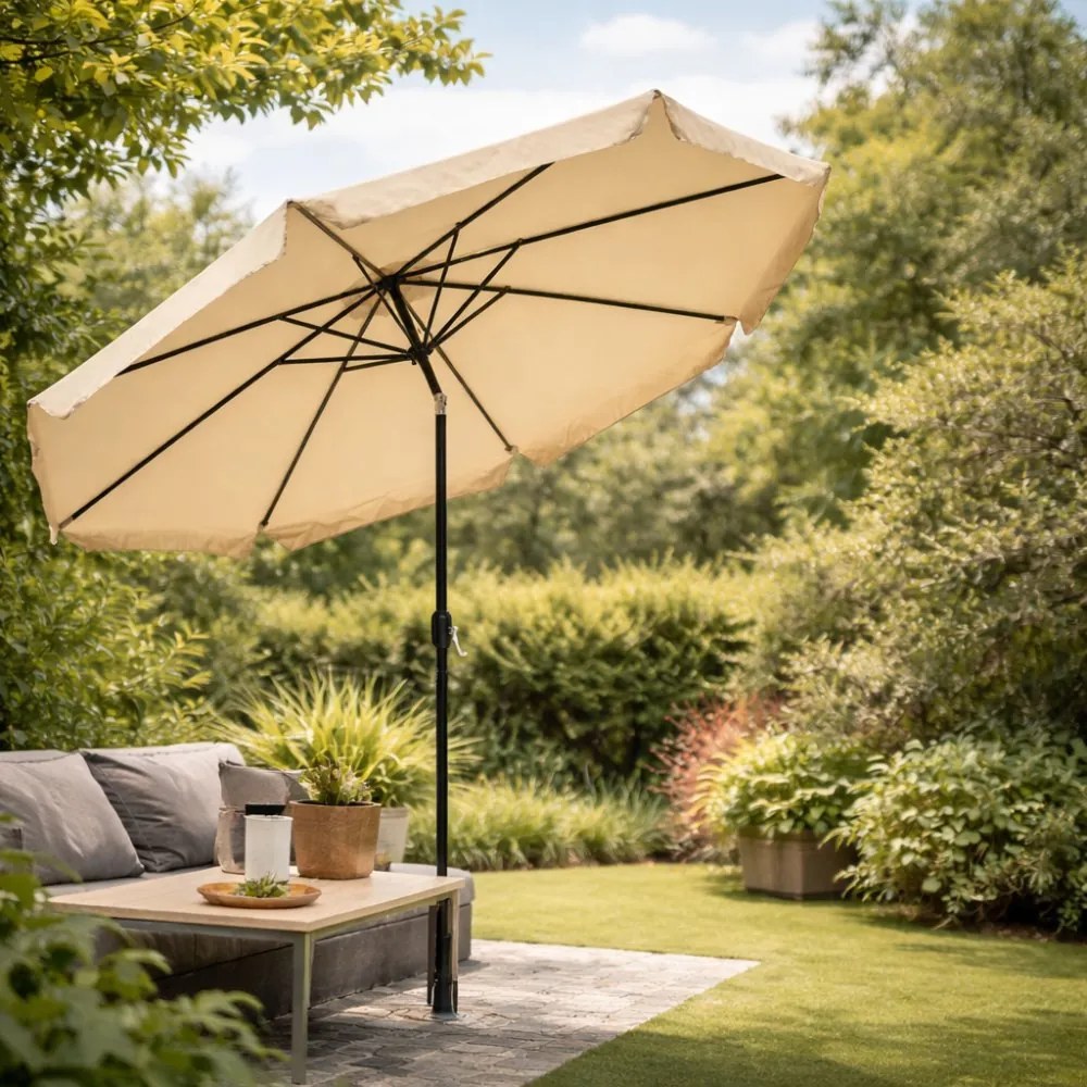 Голям градински чадър с наклон - 300 см Бежово