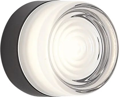 Дизайнерска стенна лампа черна с опалово стъкло IP44 - Michele