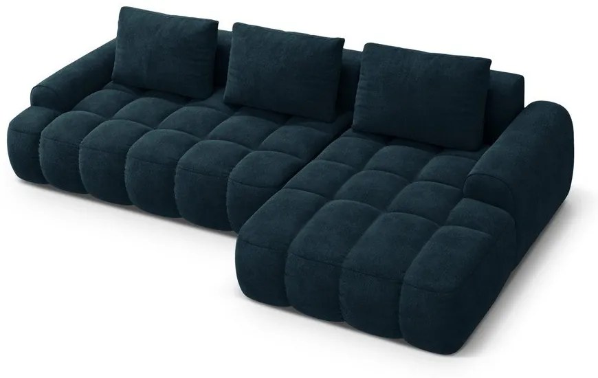 Кадифен сгъваем/с място за съхранение ъглов диван в петролен цвят (десен ъгъл) Linz – Cosmopolitan Design