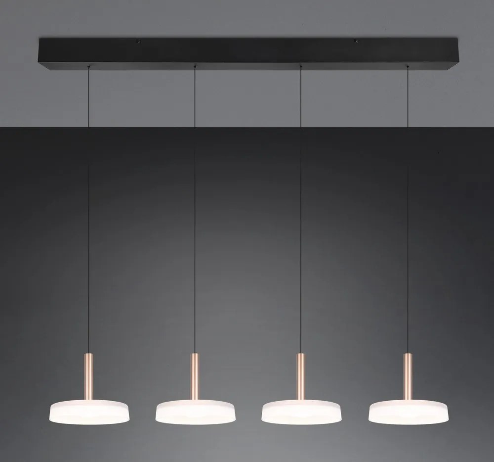 Черно-бяло и златисто LED затъмняващо се висящо осветително тяло със стъклен абажур Celeste – Trio