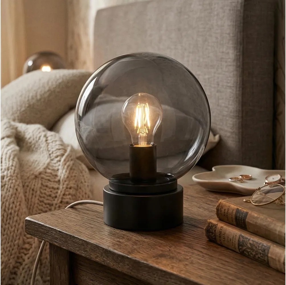 LED настолна лампа JIMMY 1xE27/60W/230V антрацит/димно черно